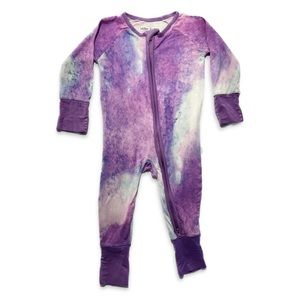 Little Sleepies Zippy Pajamas (purple watercolor), Size 0-3 Months. Lightly worn